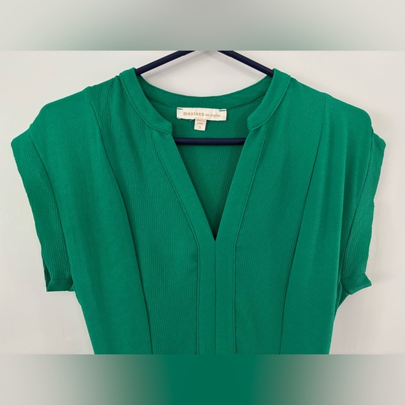 Monteau Los Angeles Kelly Green Ruffle Dress Size Small - Picture 6 of 7